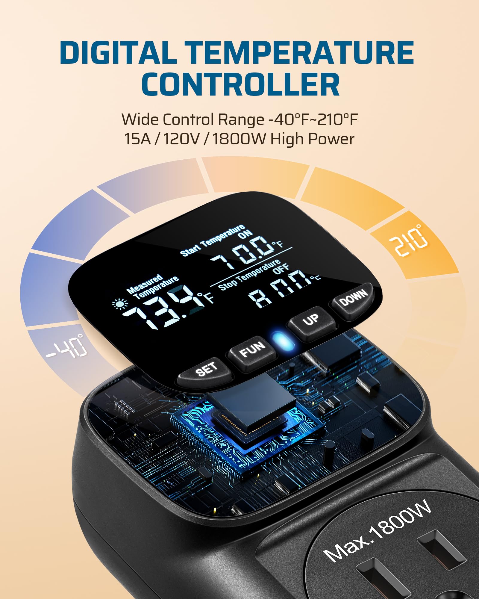 Foto 4 pulgar | Controlador De Temperatura Dewenwils Digital 15a/1800w -40 ℃ ~ 210 ℉ - Venta Internacional.