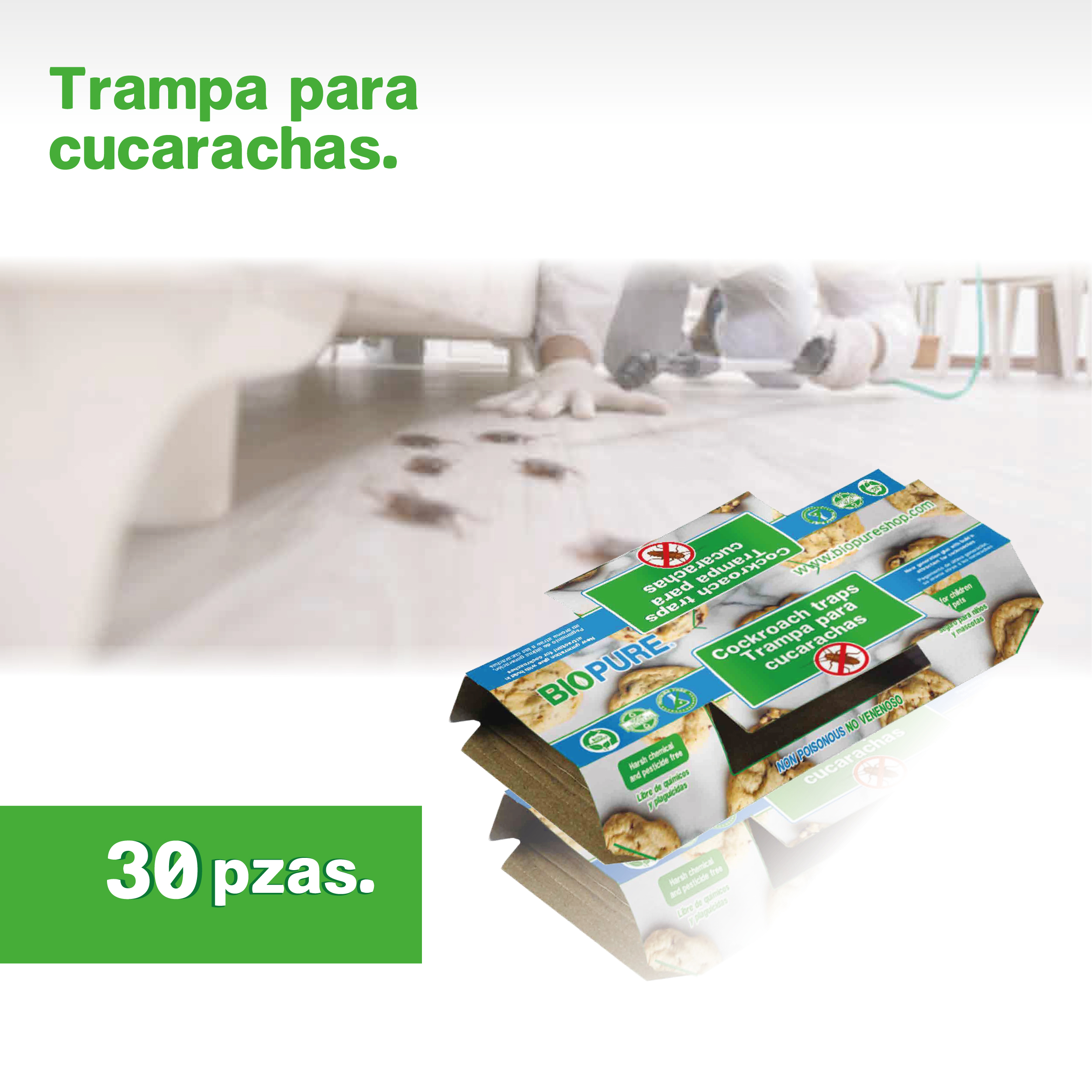 Foto 6 pulgar | Kit de Trampas de Pegamento para Cucarachas (30) - Biopure