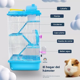 Foto 4 | Jaula de Hámster de 4 Pisos con Tobogán y Servidor de Agua