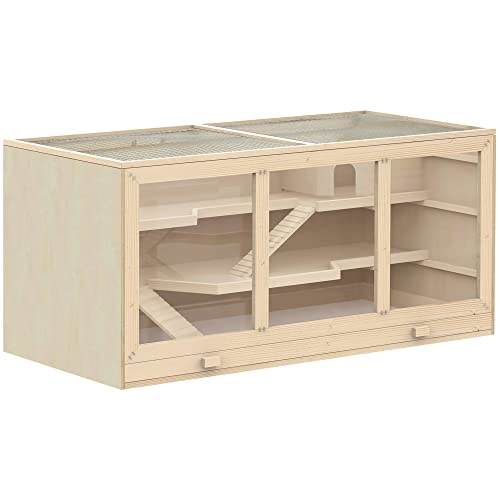 Foto 1 | Jaula Para Hámster Pawhut Extra Grande De Madera Con Techo Que Se Abre - Venta Internacional.