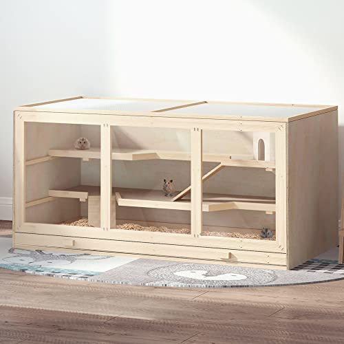 Foto 3 pulgar | Jaula Para Hámster Pawhut Extra Grande De Madera Con Techo Que Se Abre - Venta Internacional.
