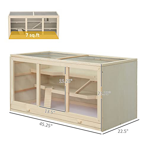 Foto 4 pulgar | Jaula Para Hámster Pawhut Extra Grande De Madera Con Techo Que Se Abre - Venta Internacional.