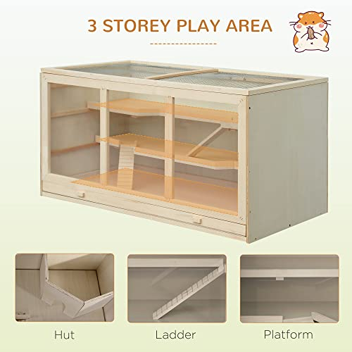 Foto 5 pulgar | Jaula Para Hámster Pawhut Extra Grande De Madera Con Techo Que Se Abre - Venta Internacional.