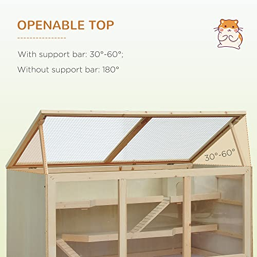 Foto 6 pulgar | Jaula Para Hámster Pawhut Extra Grande De Madera Con Techo Que Se Abre - Venta Internacional.