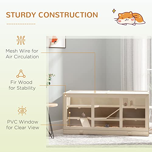 Foto 7 pulgar | Jaula Para Hámster Pawhut Extra Grande De Madera Con Techo Que Se Abre - Venta Internacional.