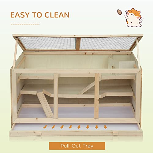 Foto 7 | Jaula Para Hámster Pawhut Extra Grande De Madera Con Techo Que Se Abre - Venta Internacional.