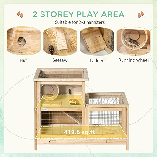 Foto 5 pulgar | Jaula Para Hámster Pawhut Extra Grande De Madera Con Balancín Y Rueda - Venta Internacional.