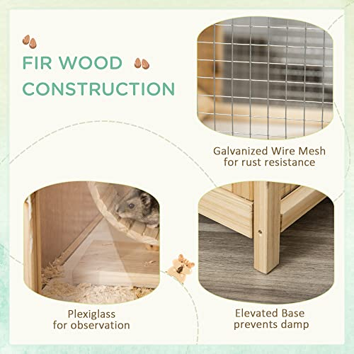 Foto 7 | Jaula Para Hámster Pawhut Extra Grande De Madera Con Balancín Y Rueda - Venta Internacional.