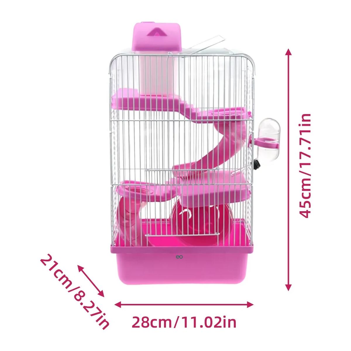 Foto 2 | Jaula De Hámster De 3 Pisos Con Tobogán Y Bebedero Eo Safe Imports Esi-18988 Rosa