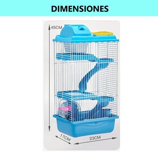 Foto 2 | Jaula De Hámster Y Roedores, 4 Pisos Con Tobogán Y Servidor De Agua Eo Safe Imports Esi-18981 Azul