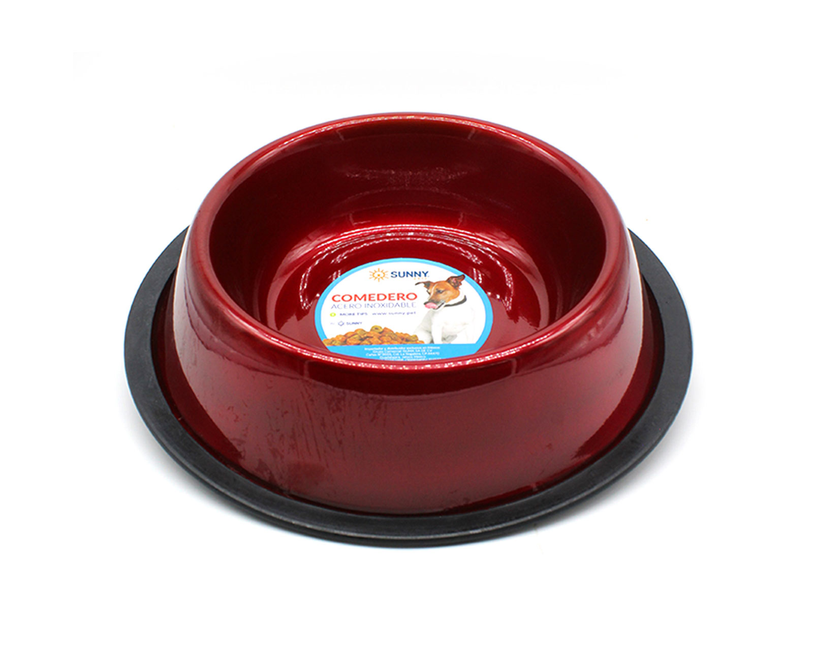 Foto 2 pulgar | Plato para Perro Sunny de 96 oz de Acero Inoxidable Antiderrapante color Rojo
