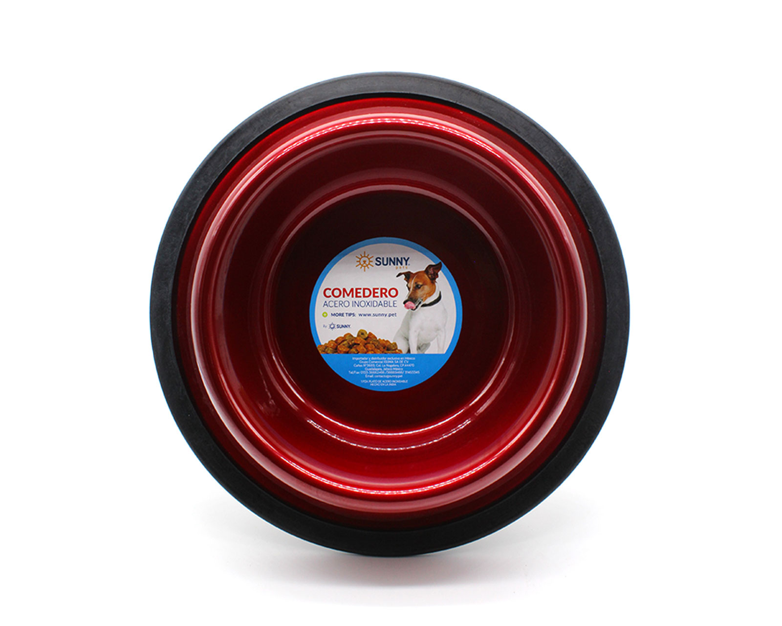 Foto 3 pulgar | Plato para Perro Sunny de 96 oz de Acero Inoxidable Antiderrapante color Rojo