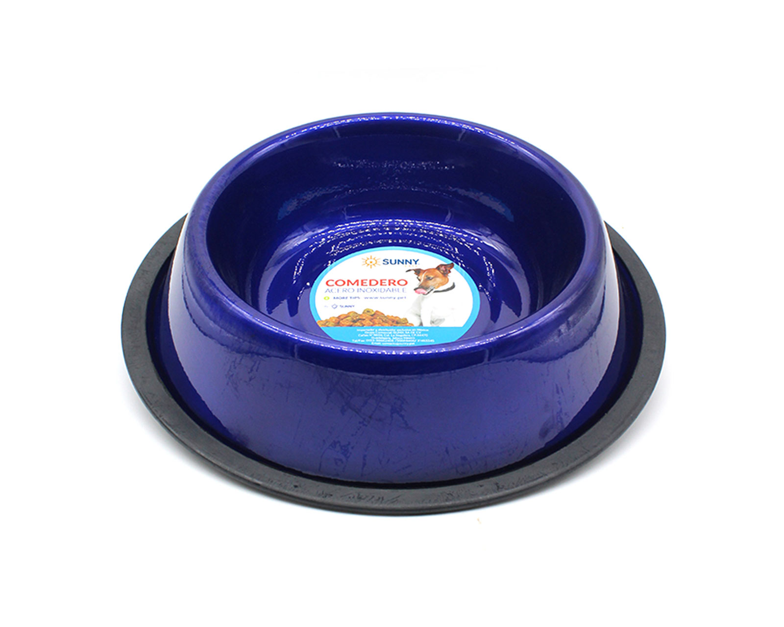 Foto 2 pulgar | Plato para Mascota Sunny color Azul de 96 Oz de Acero Inoxidable Antiderrapante