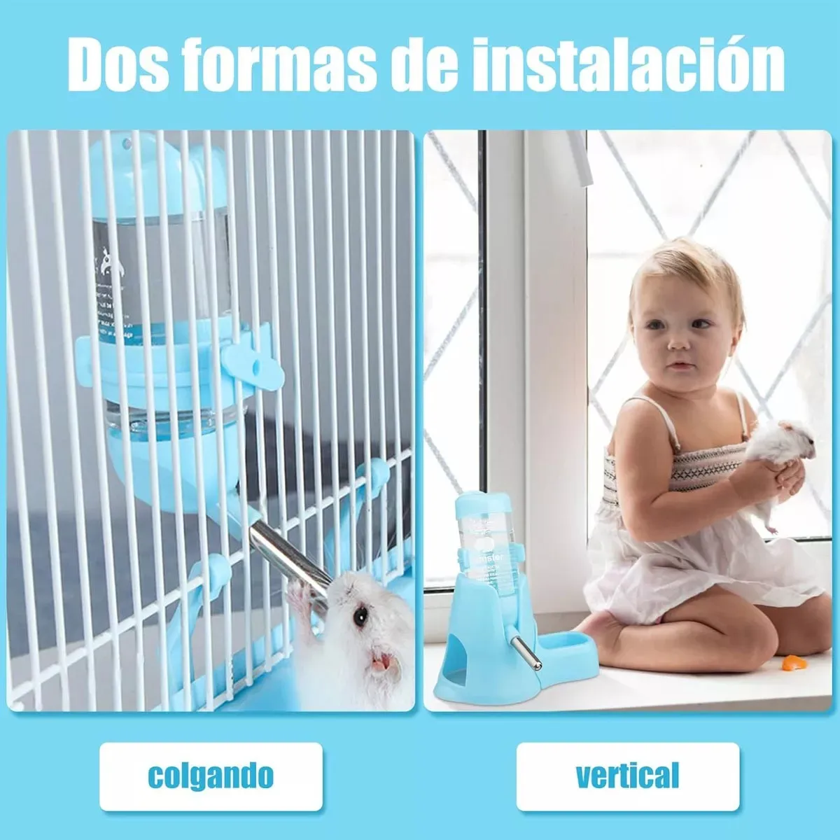 Foto 4 | 3 En 1 Comedero Y Bebedero  Belug Para Hamster Cuyo Conejo 125ml Azul