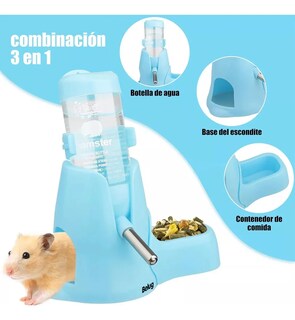 Foto 5 | 3 En 1 Comedero Y Bebedero Belug Para Hamster Cuyo Conejo 125ml Azul