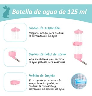 Foto 3 | Kit Comedero Bebedero Belug Para Conejo Cuyos Chinchillas Rosa Blanco