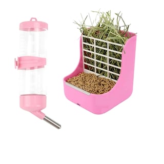 Foto 1 | Kit Comedero Bebedero Lab.g Para Conejo Cuyos Chinchillas Rosa Blanco