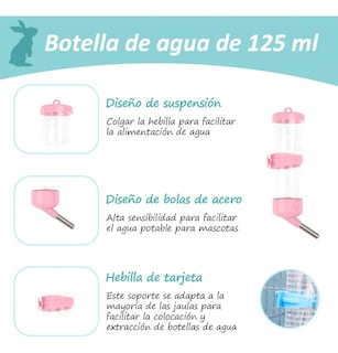 Foto 2 | Kit Comedero Bebedero Lab.g Para Conejo Cuyos Chinchillas Rosa Blanco