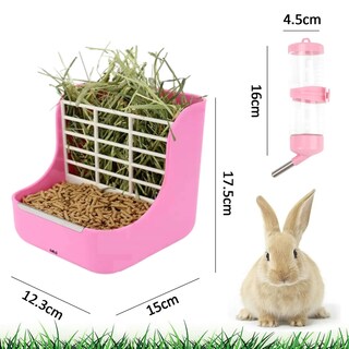 Foto 3 | Kit Comedero Bebedero Lab.g Para Conejo Cuyos Chinchillas Rosa Blanco