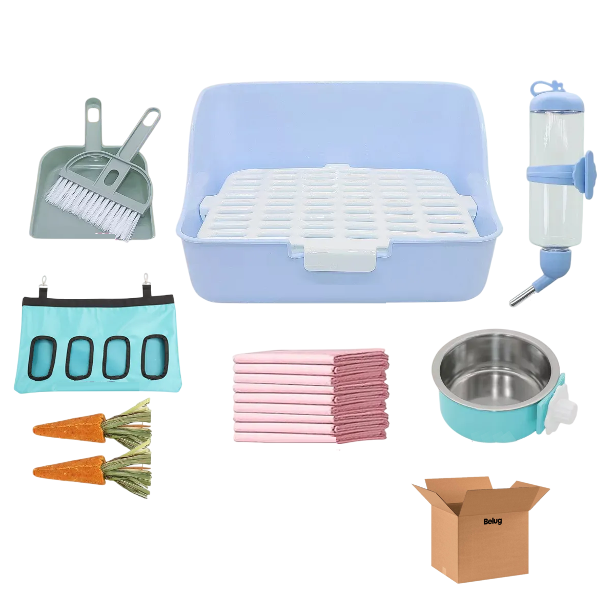 Foto 1 | Entrenador Belug  De Caja Conejos Cobayas Kit De Alimentación Heno  Azul