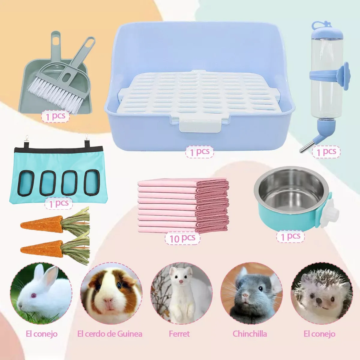 Foto 4 pulgar | Entrenador Belug  De Caja Conejos Cobayas Kit De Alimentación Heno  Azul