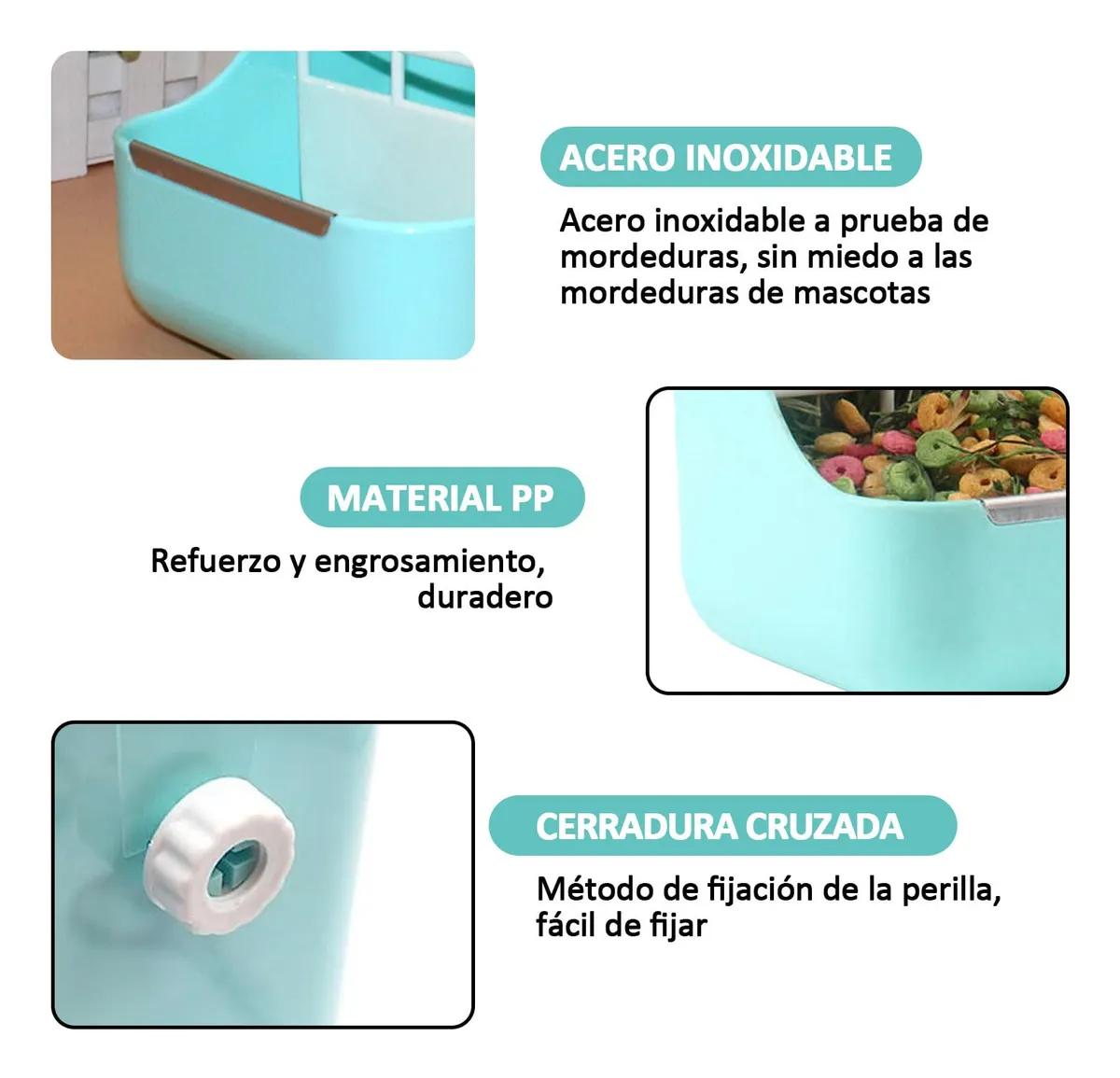 Foto 4 pulgar | Kit Comedero Bebedero  Lab.g Para Conejo Cuyos Chinchillas Azul Blanco