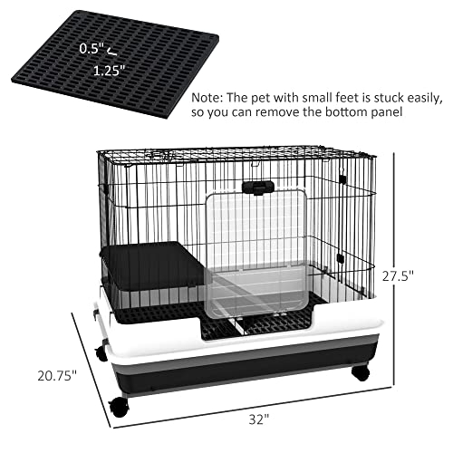 Foto 4 pulgar | Jaula Para Animales Pequeños Pawhut Rabbit, 2 Niveles Con Ruedas, Color Negro - Venta Internacional.