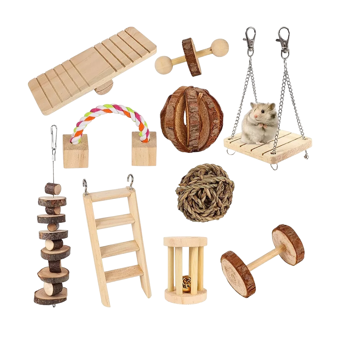 Juguetes de Madera para Roedor Belug color Marrón 10 Piezas