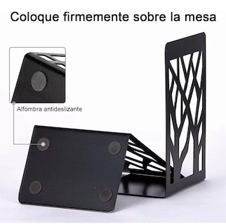 Foto 5 | Sujetalibro BELUG para Estantes Soporte Negro de Metal 4 Piezas