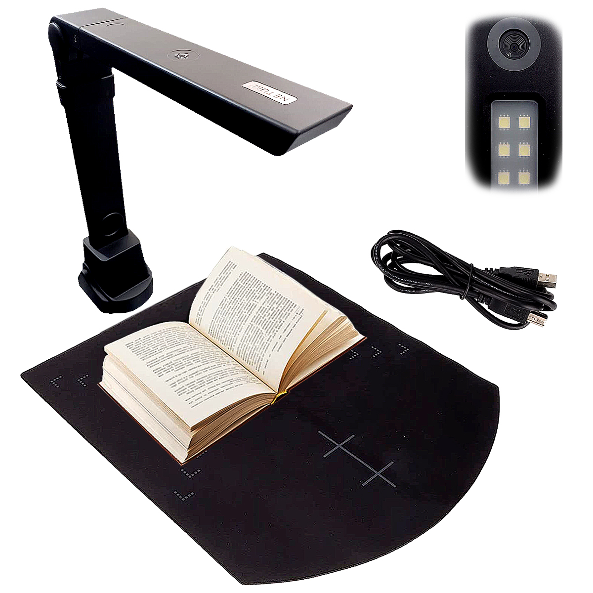 Escáner de Libros Kishnell Portátil 8mp A4 Lampara Led