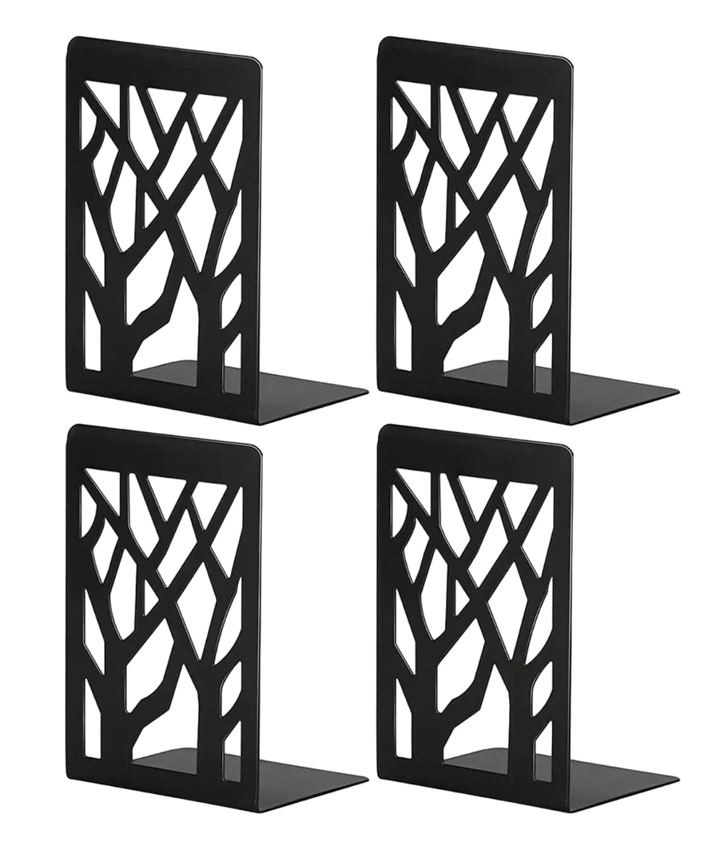 Sujeta Libro Para Estantes Soporte Negro De Metal De 4 Pcs $579