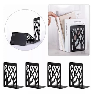 Foto 2 | Sujeta Libro Para Estantes Soporte Negro De Metal De 4 Pcs