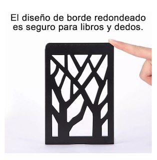 Foto 4 | Sujeta Libro Para Estantes Soporte Negro De Metal De 4 Pcs