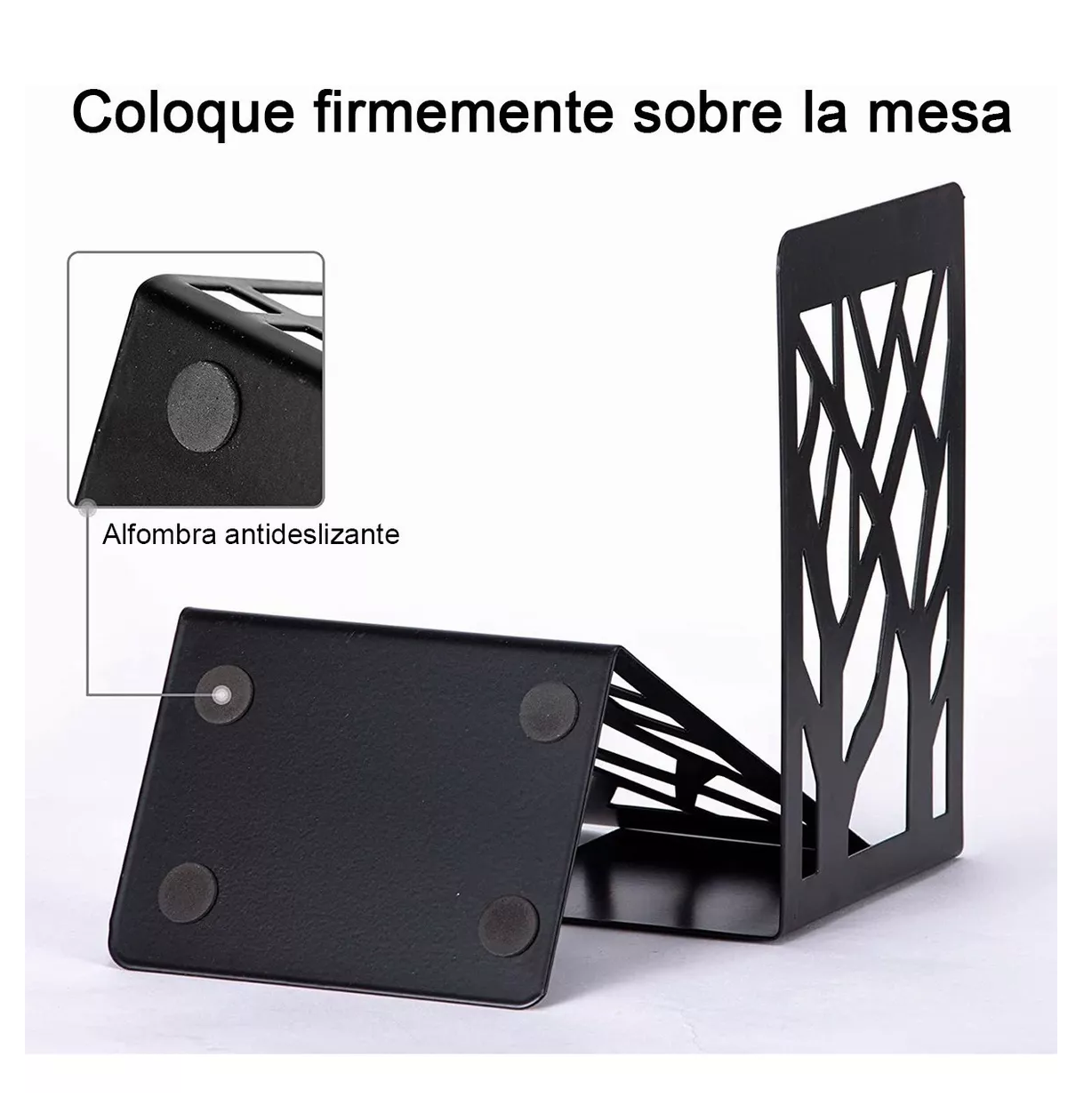 Foto 6 pulgar | Sujeta Libro Para Estantes Soporte Negro De Metal De 4 Pcs