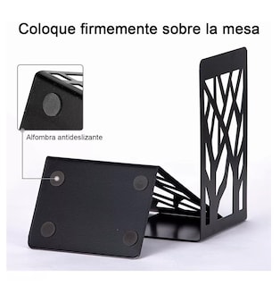 Foto 5 | Sujeta Libro Para Estantes Soporte Negro De Metal De 4 Pcs