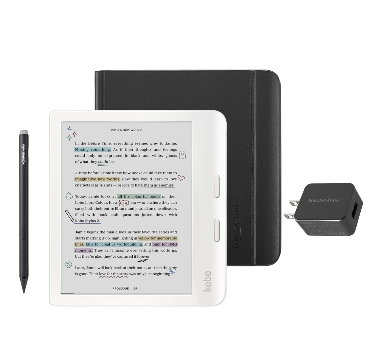 Foto 2 pulgar | Paquete De Ereader Kobo Libra En Color Blanco Con Funda, Lápiz Capacitivo Y Aire Acondicionado - Venta Internacional.