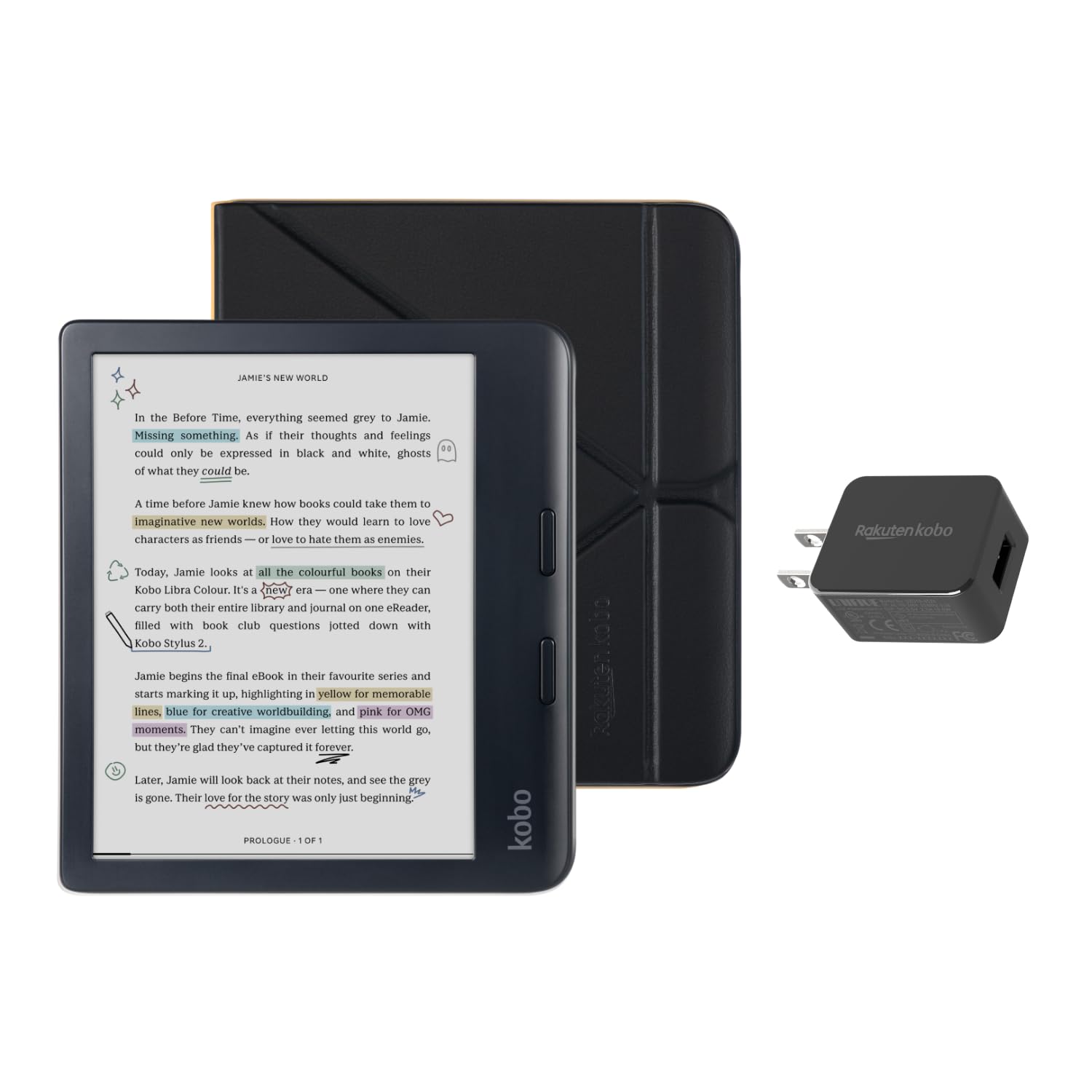 Foto 1 | Ereader Kobo Libra De Color Negro Con Paquete De Funda Y Adaptador De Corriente Alterna - Venta Internacional.