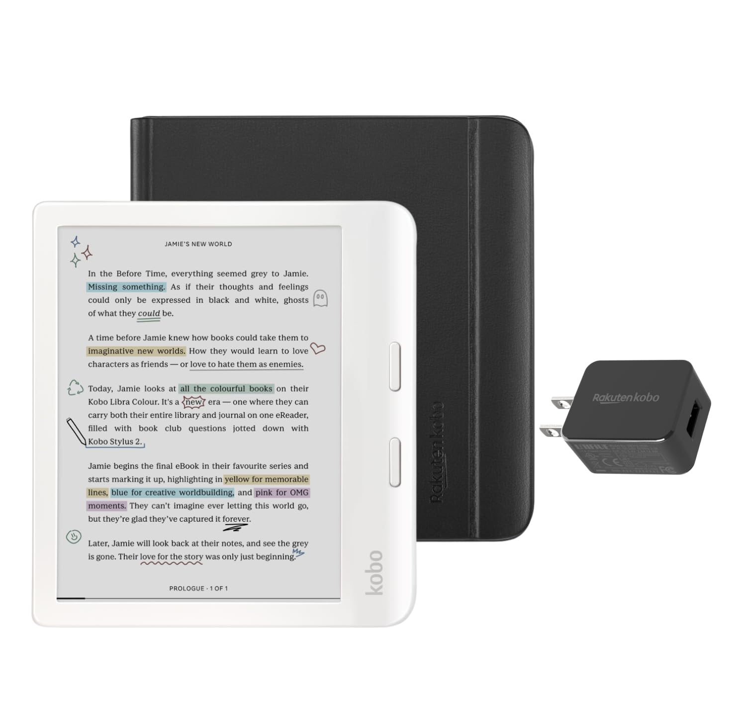 Foto 1 | Ereader Kobo Libra En Color Blanco Con Paquete De Funda Y Adaptador De Corriente Alterna - Venta Internacional.