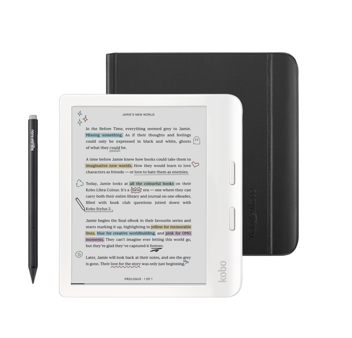 Foto 2 pulgar | Ereader Kobo Libra En Color Blanco Con Paquete De Funda Y Lápiz Capacitivo - Venta Internacional.