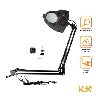 Foto 2 | Lámpara Kingsman 300544 color Negro para Escritorio Articulada Lupa 3X Brazo con Prensa