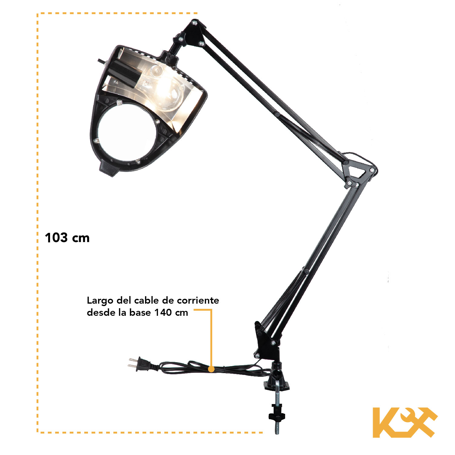 Foto 5 | Lámpara Kingsman 300544 color Negro para Escritorio Articulada Lupa 3X Brazo con Prensa