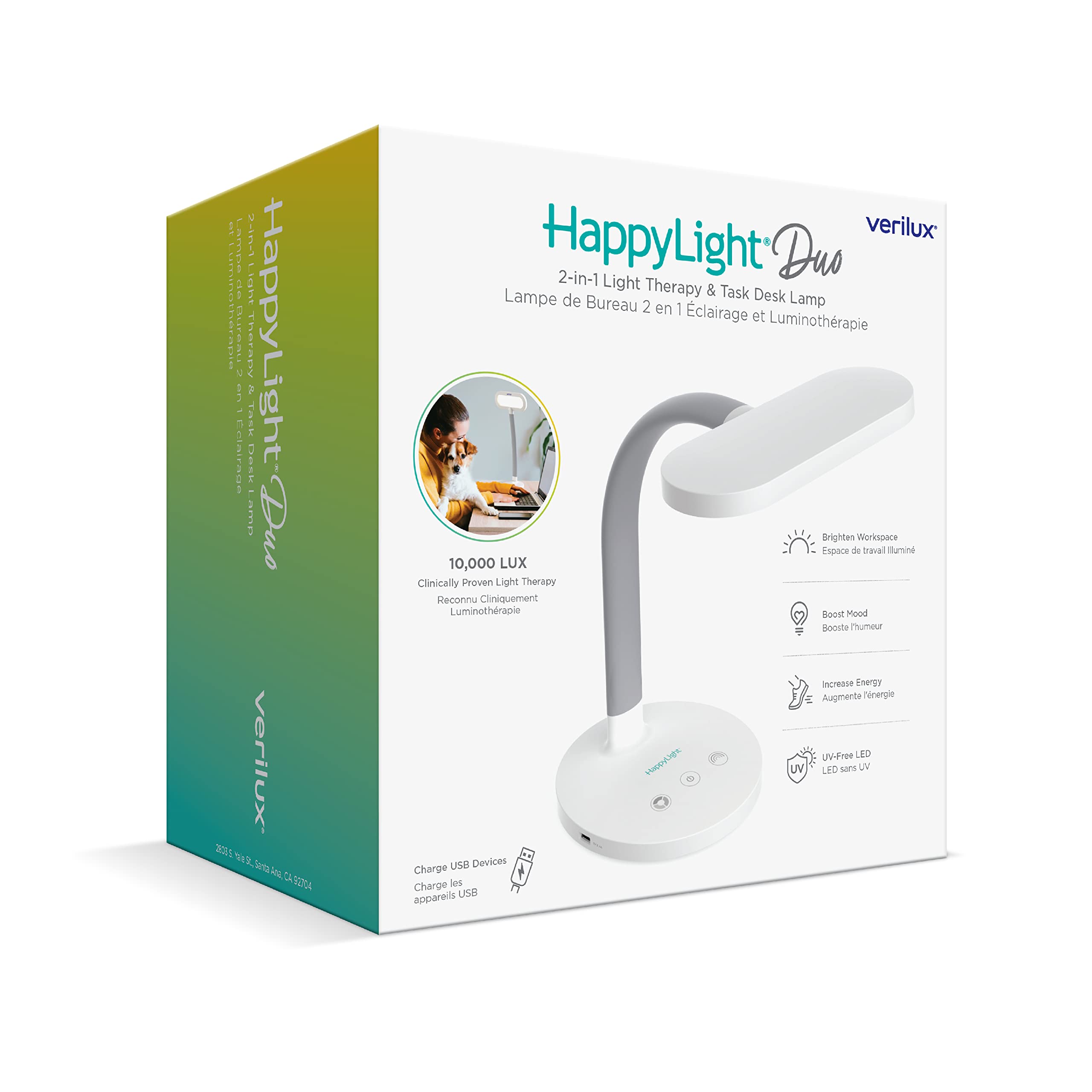 Foto 7 | Lámpara De Escritorio Verilux Happylight Duo 2 En 1 Para Terapia De Luz Y Tareas - Venta Internacional.