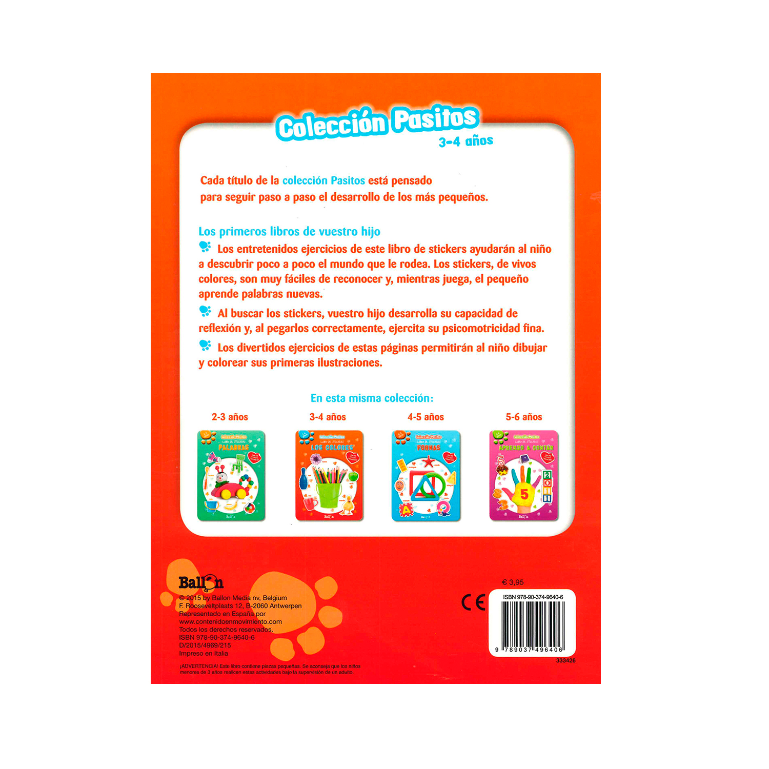 Foto 3 pulgar | Libro Los Colores Libro de Stickers Ballon Rústica Rojo