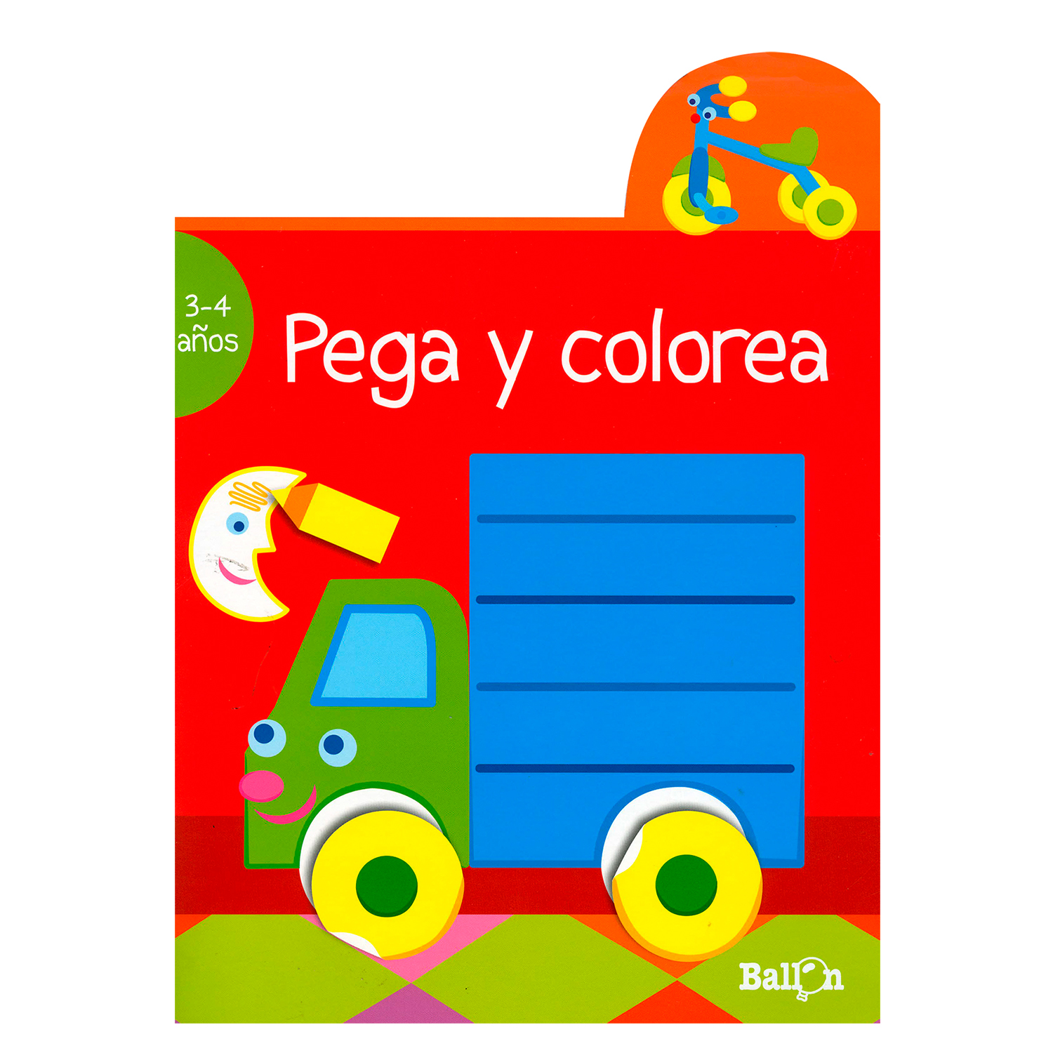 Libro Pega y Colorea 3-4 Años Ballon Rústica Rojo