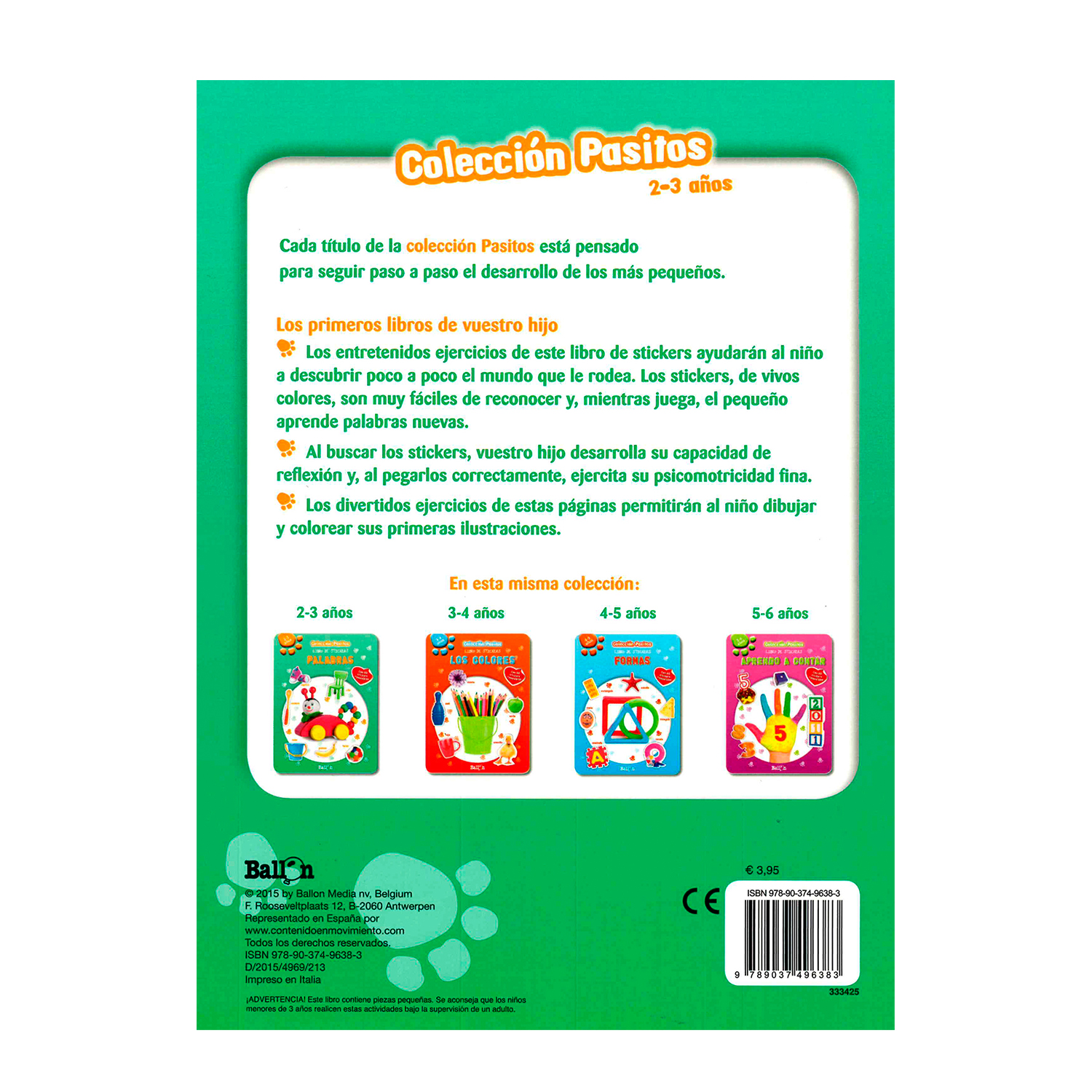 Foto 3 pulgar | Libro de Stickers Ballon Rústica color Verde de Palabras