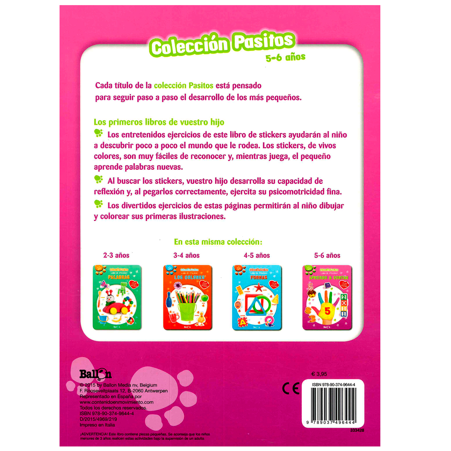 Foto 3 pulgar | Libro de Stickers Aprendo a Contar Ballon Rústica color Rosa