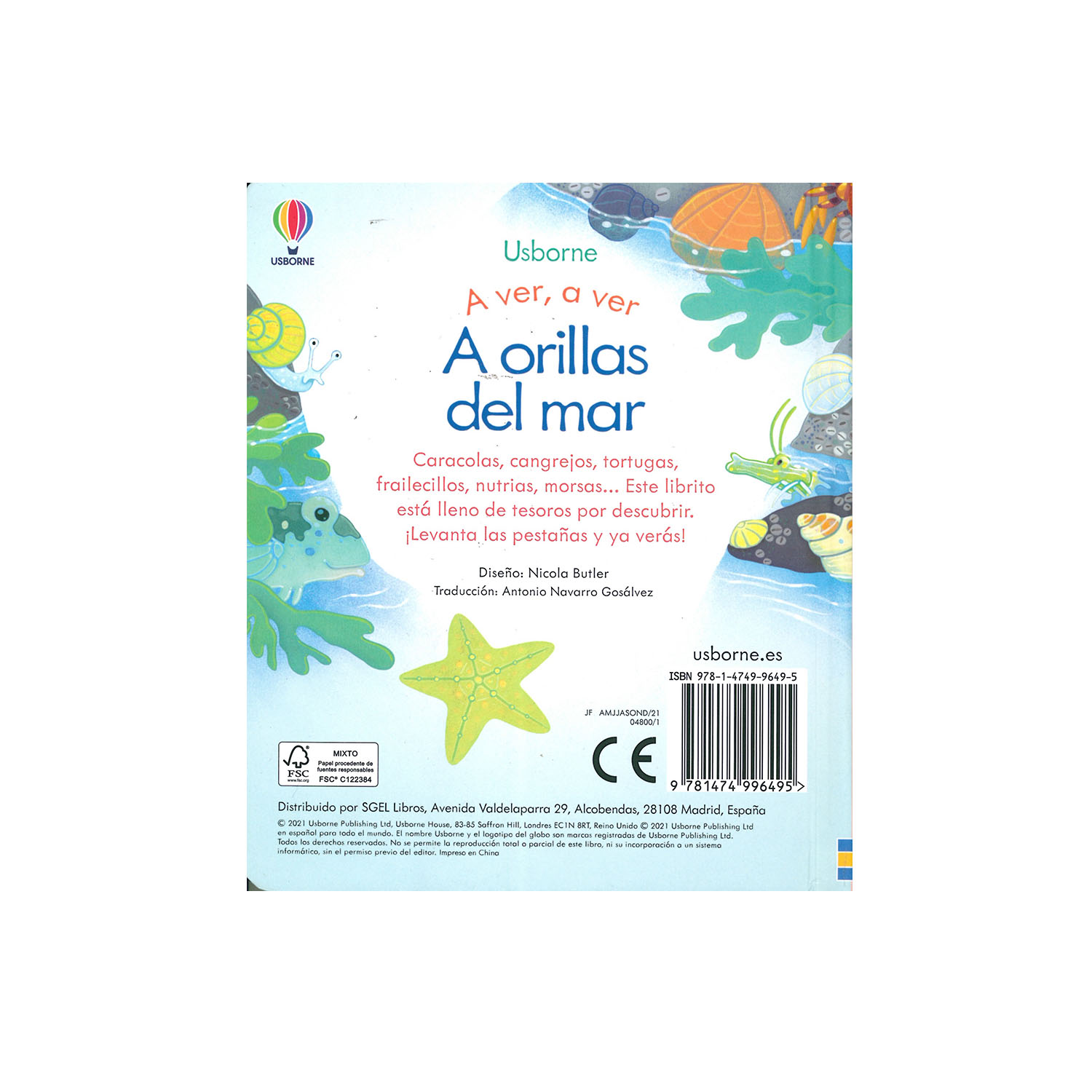 Foto 3 pulgar | A Orillas Del Mar Usborne Pasta Dura Multicolor