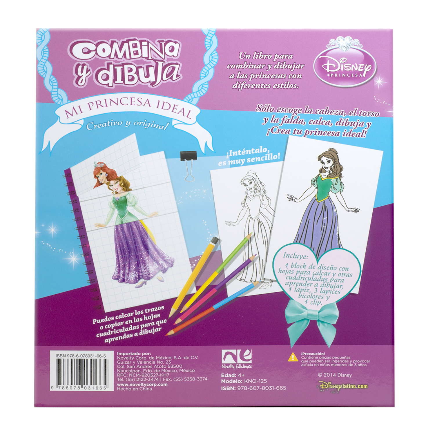 Foto 4 pulgar | Libro Combina Y Dibuja Princesa - Novelty