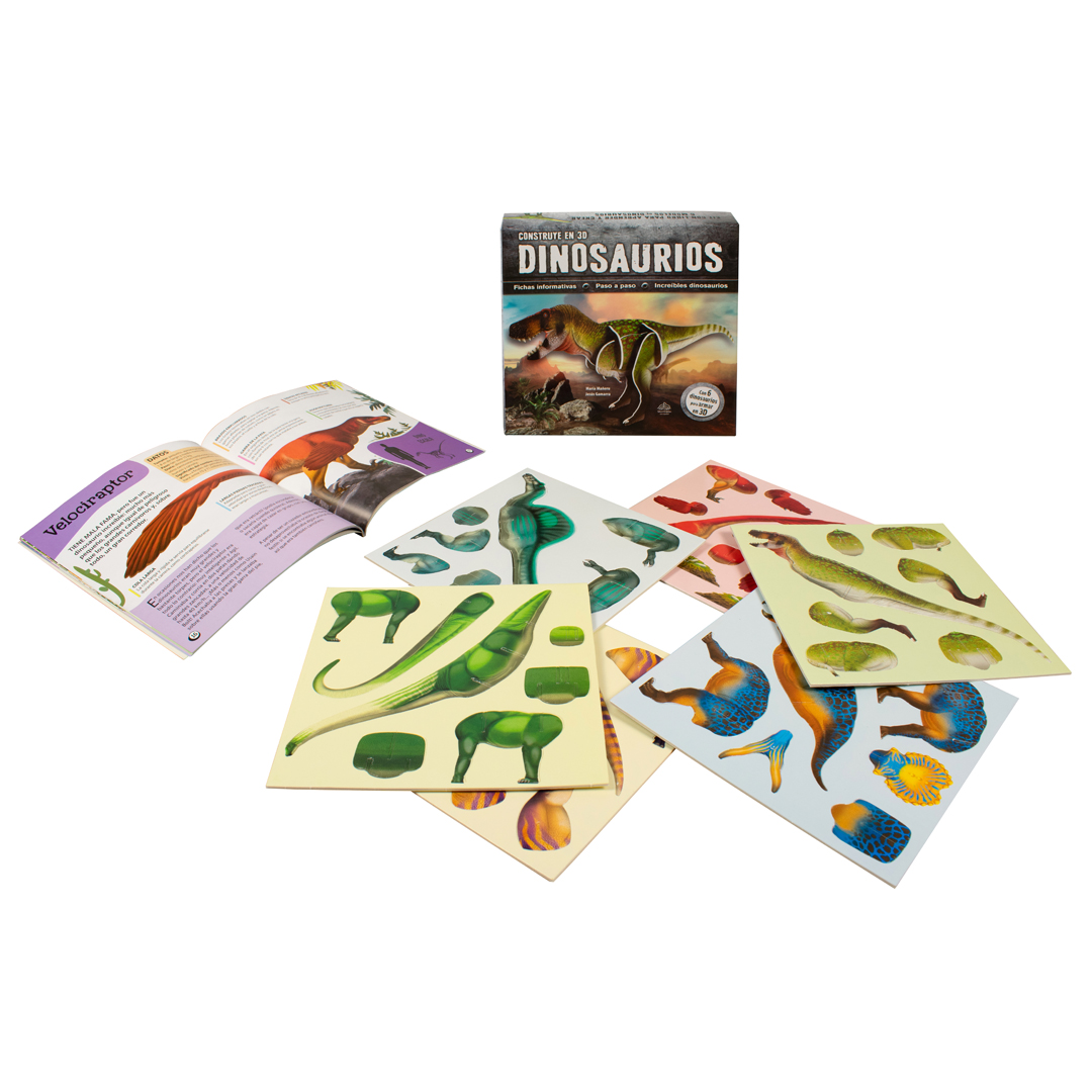 Libro Infantil con Actividades: Construye Dinosaurios en 3D