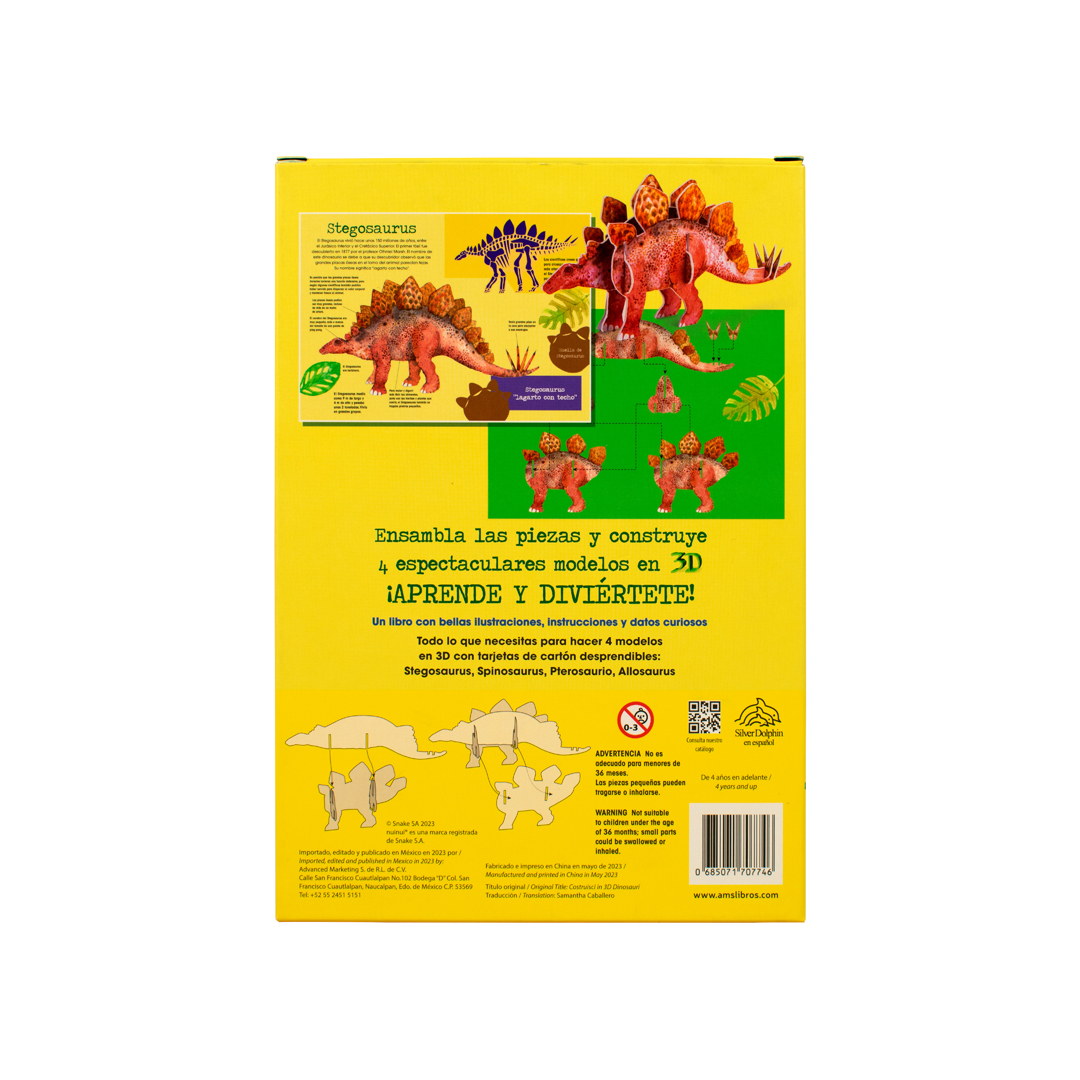Foto 4 pulgar | Libro Infantil: 4 Modelos 3d Libro De Dinosaurios
